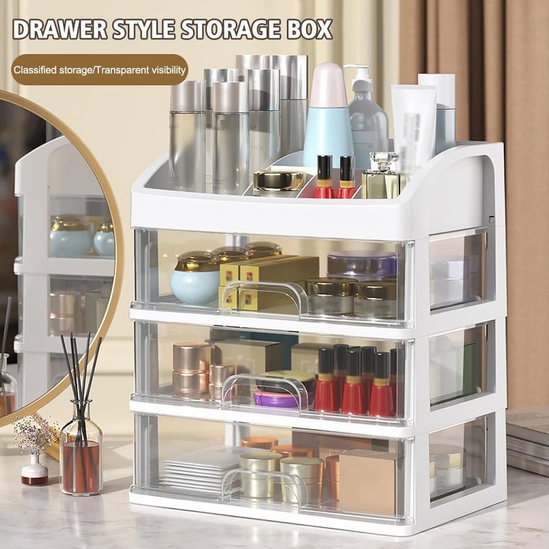 Makeup Organizer Countertop, Makeup Organizer with 3 Drawers, Large Capacity Cosmetic Display Cases, Cosmetic Storage Box Dressing Table Storage Rack - Image 5